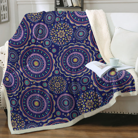 Image of Dark Blue Mandala SWMT3675 Fleece Blanket