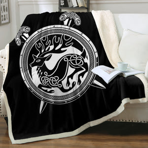 Deer Shield and Knives SWMT3676 Fleece Blanket