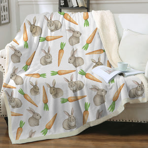 Rabbits & Carrots Monogram  SWMT3680 Fleece Blanket