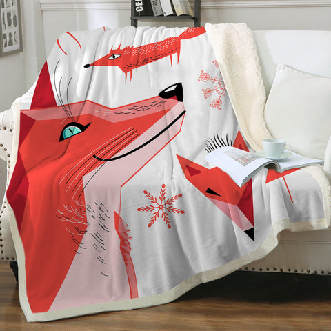 Image of Winter Funny Shapes of Fox  SWMT3688 Fleece Blanket