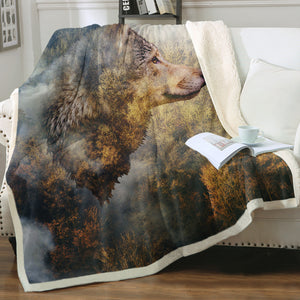 Cozy Forest Wolf SWMT3689 Fleece Blanket