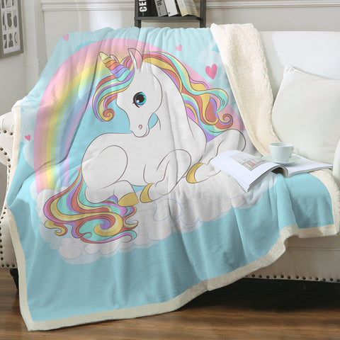 Image of Rainbow Lovely Unicorn SWMT3690 Fleece Blanket