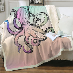 Multicolor Gradient Octopus  SWMT3692 Fleece Blanket