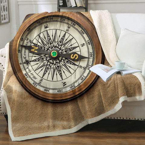 Image of Vintage Brown Compass SWMT3704 Fleece Blanket