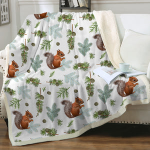 Squirrel and Chestnut Monogram SWMT3739 Fleece Blanket