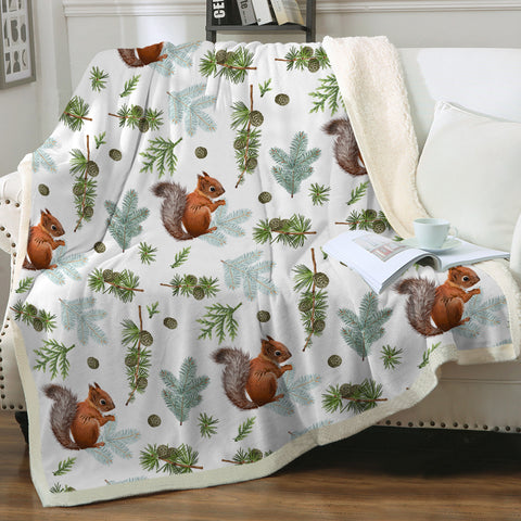 Image of Squirrel and Chestnut Monogram SWMT3739 Fleece Blanket