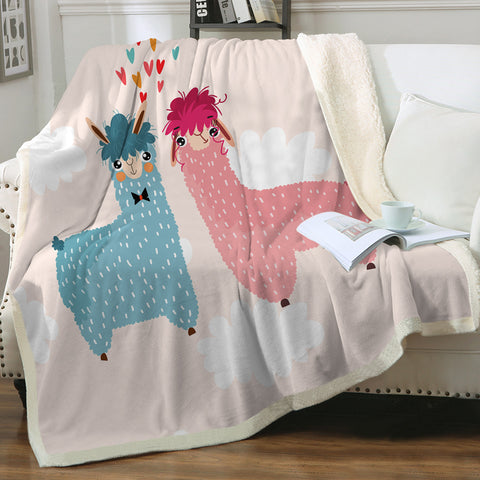 Image of Cute In Love Alpaca SWMT3740 Fleece Blanket