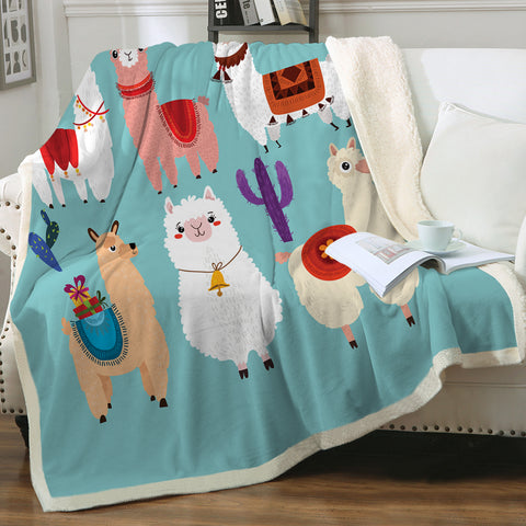 Image of Cute Cartoon Alpacas SWMT3741 Fleece Blanket