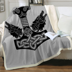 B&W Wolf Knife Warrior Logo SWMT3742 Fleece Blanket