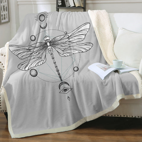 Image of Sun Moon Butterfly Sketch Line SWMT3752 Fleece Blanket