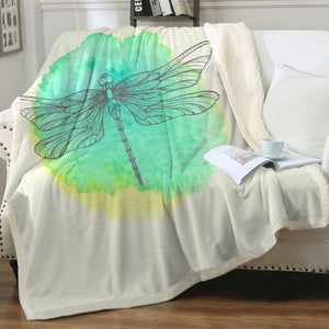 Light Green Spray and Butterfly Line Sketch SWMT3753 Fleece Blanket