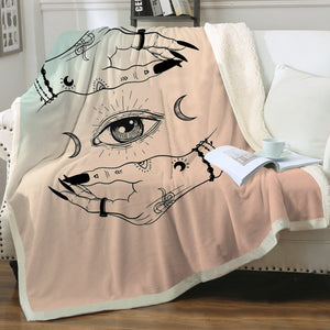 Eyes Moon Hand Sign SWMT3756 Fleece Blanket