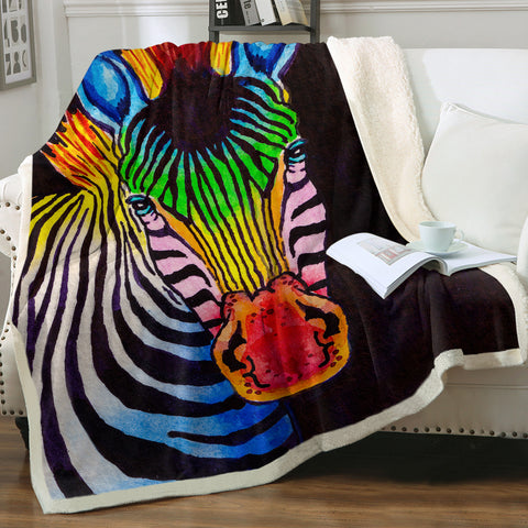 Image of RGB Color Zebra  SWMT3761 Fleece Blanket