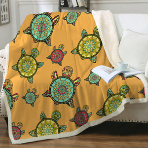 Colorful Mandala Turtles Monogram  SWMT3764 Fleece Blanket