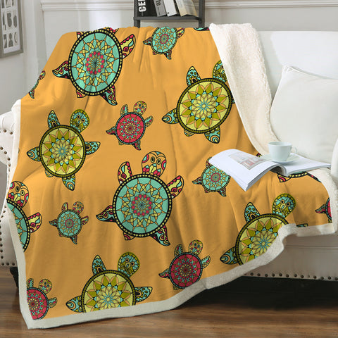 Image of Colorful Mandala Turtles Monogram  SWMT3764 Fleece Blanket