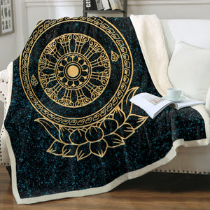 Gold Metal Lotus Mandala SWMT3797 Fleece Blanket