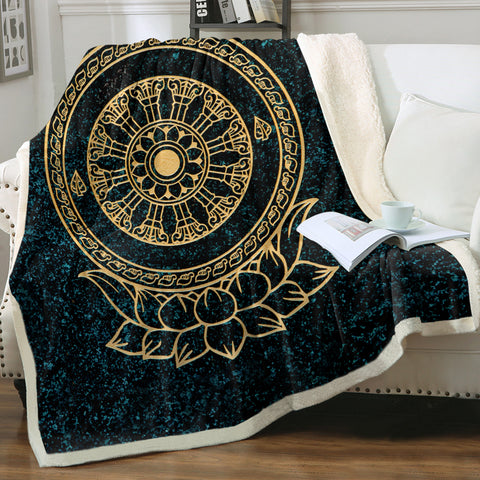 Image of Gold Metal Lotus Mandala SWMT3797 Fleece Blanket