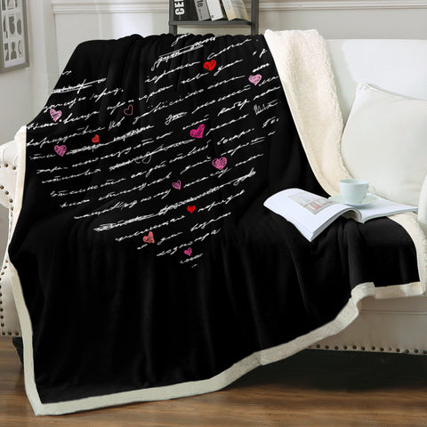 Image of Love Text in Heart  SWMT3799 Fleece Blanket