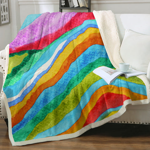 Image of RGB Colorful Waves on Mountain SWMT3808 Fleece Blanket