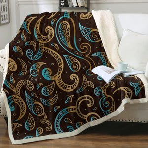 Gold Bandana Pattern in Brown SWMT3812 Fleece Blanket