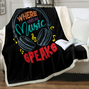 Where Music Speak Headphone  SWMT3823 Fleece Blanket