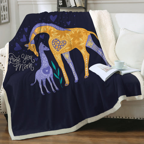 Image of Giraffe Love you Mom SWMT3825 Fleece Blanket