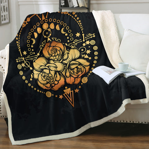 Image of Orange Rose Gold Zodiac SWMT3826 Fleece Blanket