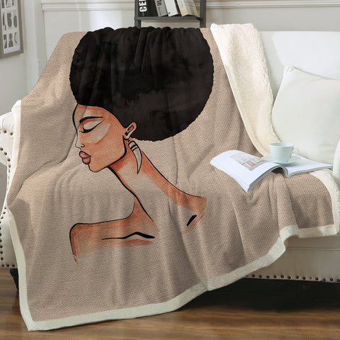 Image of Beautiful Afro Lady SWMT3865 Fleece Blanket