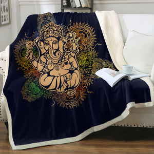 Colorful Chakra Elephant Buddha SWMT3868 Fleece Blanket