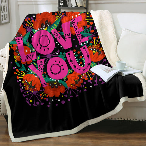 Image of Love You Typographic SWMT3871 Fleece Blanket