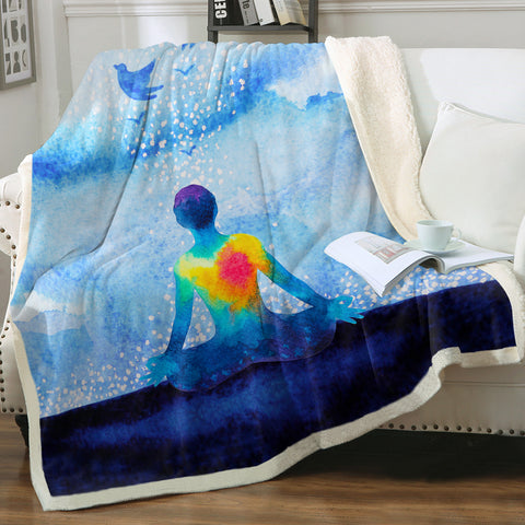 Image of Human Heat Yoga Blue Theme SWMT3874 Fleece Blanket