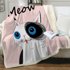 Cute Cat Meow Pink Theme SWMT3875 Fleece Blanket