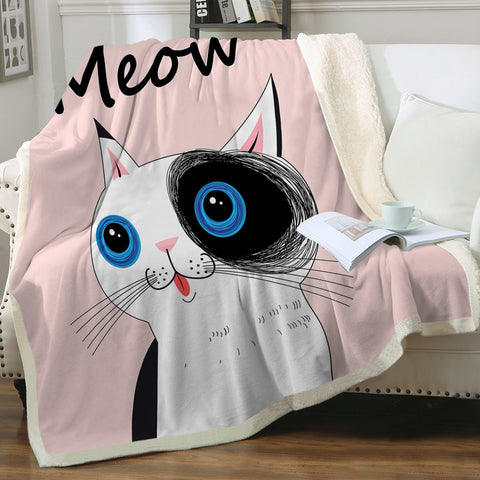 Image of Cute Cat Meow Pink Theme SWMT3875 Fleece Blanket