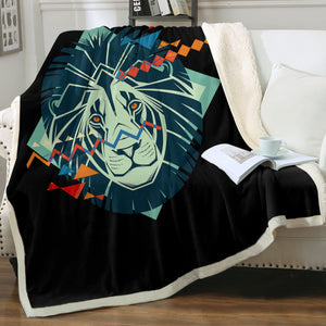 Lion Triangle Geometric Illustration SWMT3917 Fleece Blanket