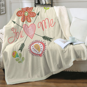 Cute Bohemian Arrow & Flowers Cartoon - You And Me SWMT3918 Fleece Blanket