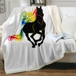 Rainbow Gradient Color Horse SWMT3921 Fleece Blanket