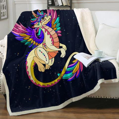Image of Colorful Dragonfly Illustration SWMT3938 Fleece Blanket