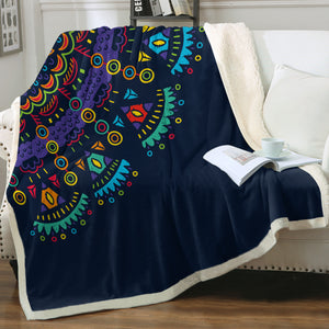 Colorful Cartoon Mandala Navy Theme SWMT4097 Fleece Blanket