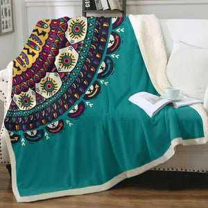 Colorful Geometric Cartoon Mandala Turquoise Theme SWMT4098 Fleece Blanket