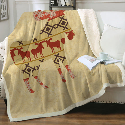 Image of Reindeer Aztec Pattern SWMT4099 Fleece Blanket