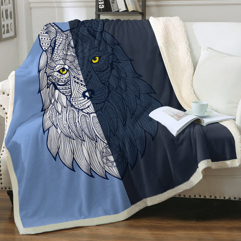 2-tone Geometric Gray Wolf SWMT4109 Fleece Blanket