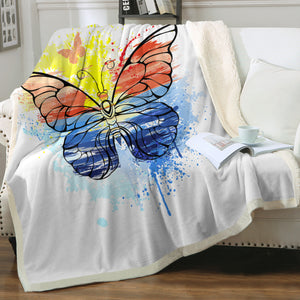 Ocean Watercolor Print Butterfly SWMT4114 Fleece Blanket