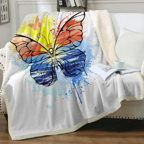 Image of Ocean Watercolor Print Butterfly SWMT4114 Fleece Blanket