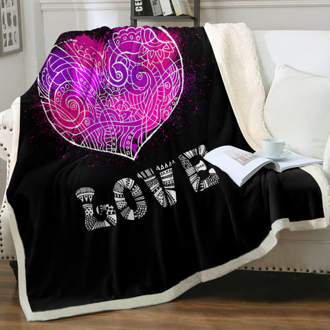 Image of Heart Love Mandala Pattern SWMT4117 Fleece Blanket