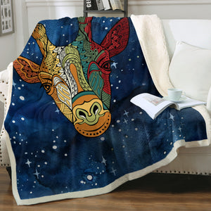 Mandala Giraffe Galaxy Theme SWMT4118 Fleece Blanket