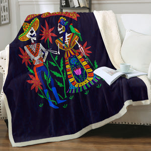 Cartoon Bohemian Skull Couple SWMT4121 Fleece Blanket