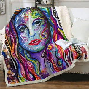 Colorful Watercolor Lady SWMT4218 Fleece Blanket