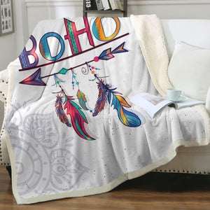 Boho Feather Lotus Mandala Theme SWMT4219 Fleece Blanket