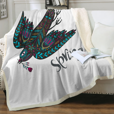 Image of Bohemian Aztec Spring Bird SWMT4220 Fleece Blanket