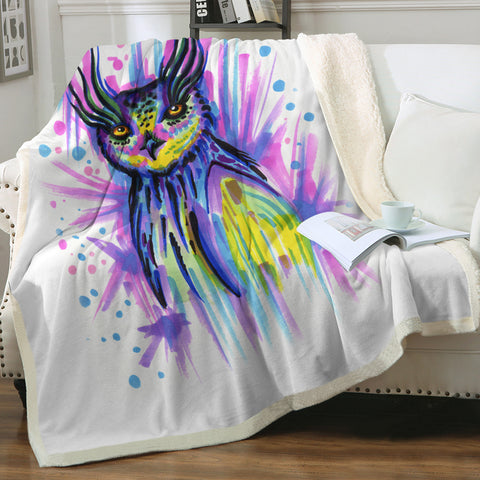 Image of Watercolor Owl Sketch SWMT4221 Fleece Blanket